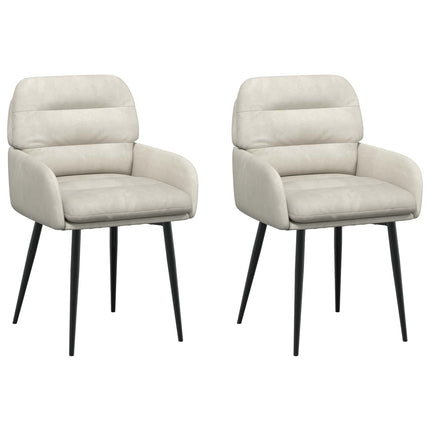 Spisestole 2 stk. Fløjl Cremefarvet 59 x 59,5 x 90 cm