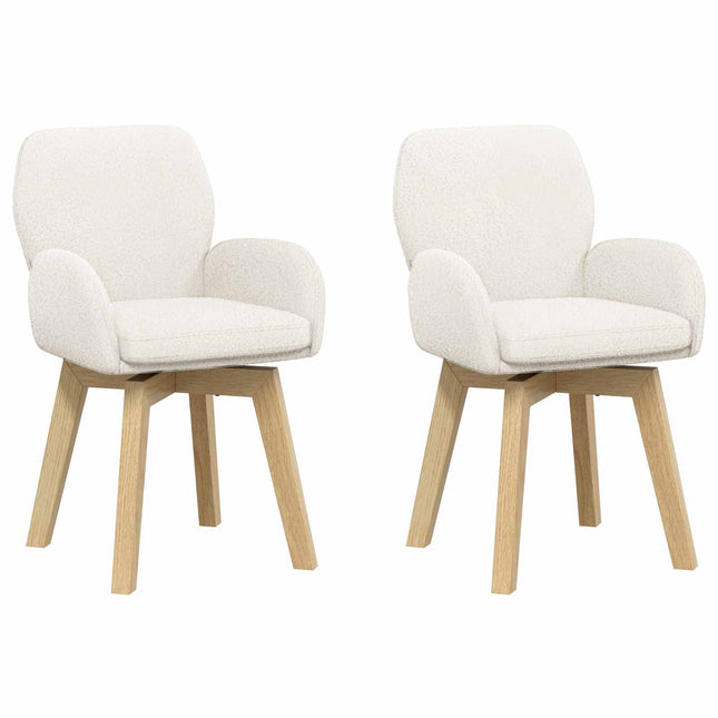 Svingende Spisestole 2 pcs Bouclé Cremefarvet 54 x 58 x 87 cm