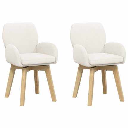 Svingende Spisestole 2 stk. Bouclé Cremefarvet 54 x 58 x 87 cm