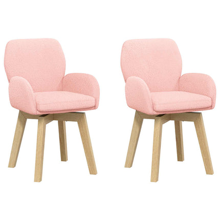 Svingende Spisestole 2 pcs Bouclé Lyserød 54 x 58 x 87 cm