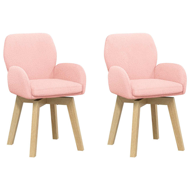 Svingende Spisestole 2 pcs Bouclé Lyserød 54 x 58 x 87 cm