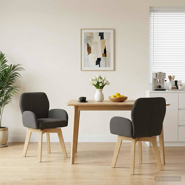 Svingende Spisestole 2 pcs Bouclé Mørkegrå 54 x 58 x 87 cm