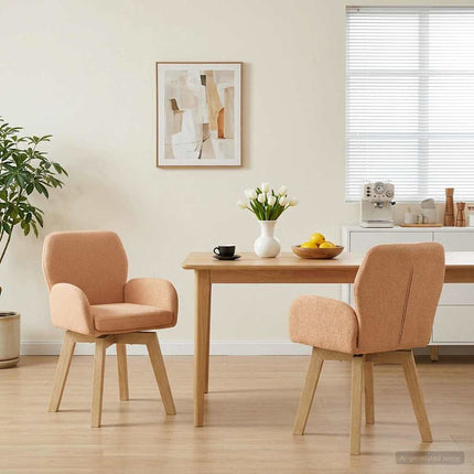 Svingende Spisestole 2 stk. Bouclé Beige 54 x 58 x 87 cm