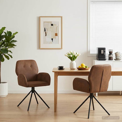 Svingende Spisestole 2 stk. Faux Suede Læder Brun