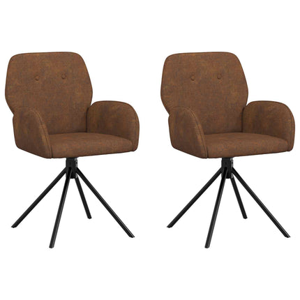 Svingende Spisestole 2 stk. Faux Suede Læder Brun