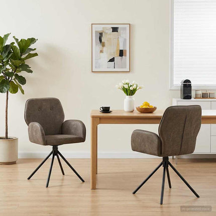 Svingende Spisestole 2 stk. Faux Suede Læder Mørkegrå