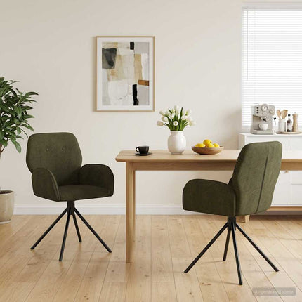Svingende Spisestole 2 pcs Faux Suede Læder Army Grøn