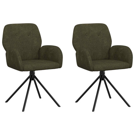 Svingende Spisestole 2 stk. Faux Suede Læder Army Grøn