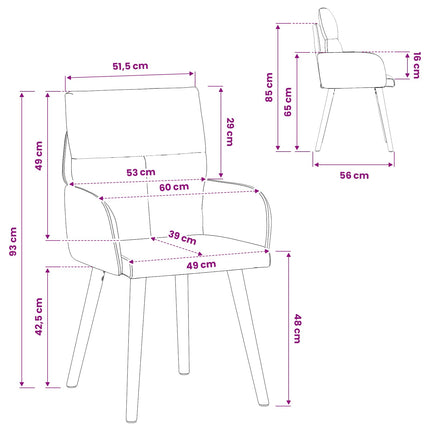 Spisestole 2 stk. Stof Blå 60 x 56 x 96 cm