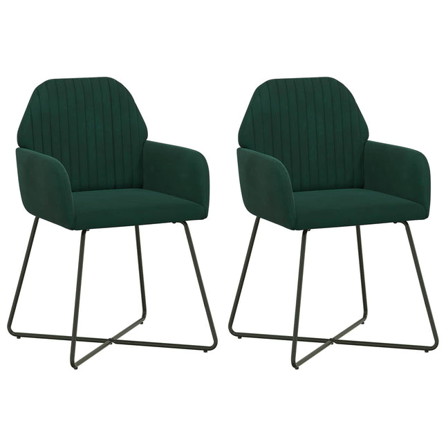 Spisestole 2 pcs Velour (V) Mørkegrøn 55 x 50 x 84 cm