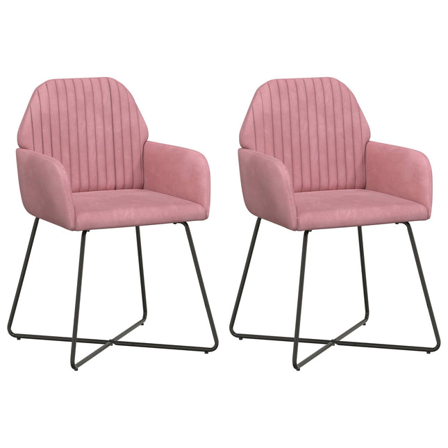 Spisestole 2 pcs Velour (V) Lyserød 55 x 50 x 84 cm