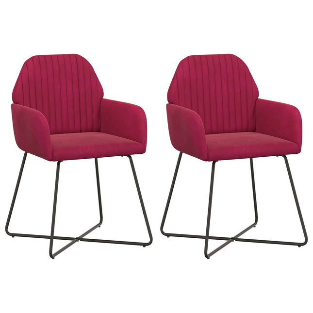 Spisestole 2 pcs Velour (V) Vinrød 55 x 50 x 84 cm