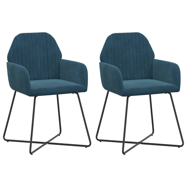 Spisestole 2 pcs Velour (V) Blå 55 x 50 x 84 cm
