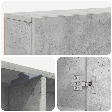 Pejseramme Betongrå 102 x 18 x 100,5 cm Konstrueret træ