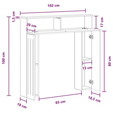 Pejseramme Hvid højglans 102 x 18 x 100,5 cm Konstrueret træ