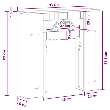 Pejseramme Sort 93 x 20 x 89 cm Konstrueret træ
