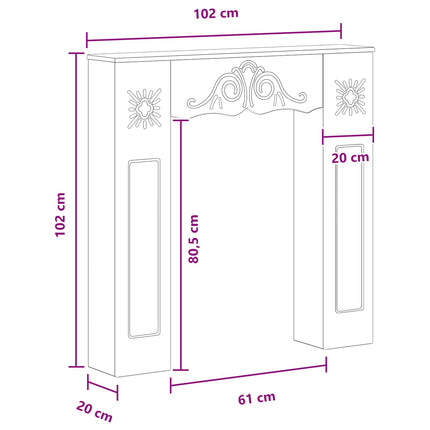 Pejseramme Sort 102 x 20 x 102 cm Konstrueret træ