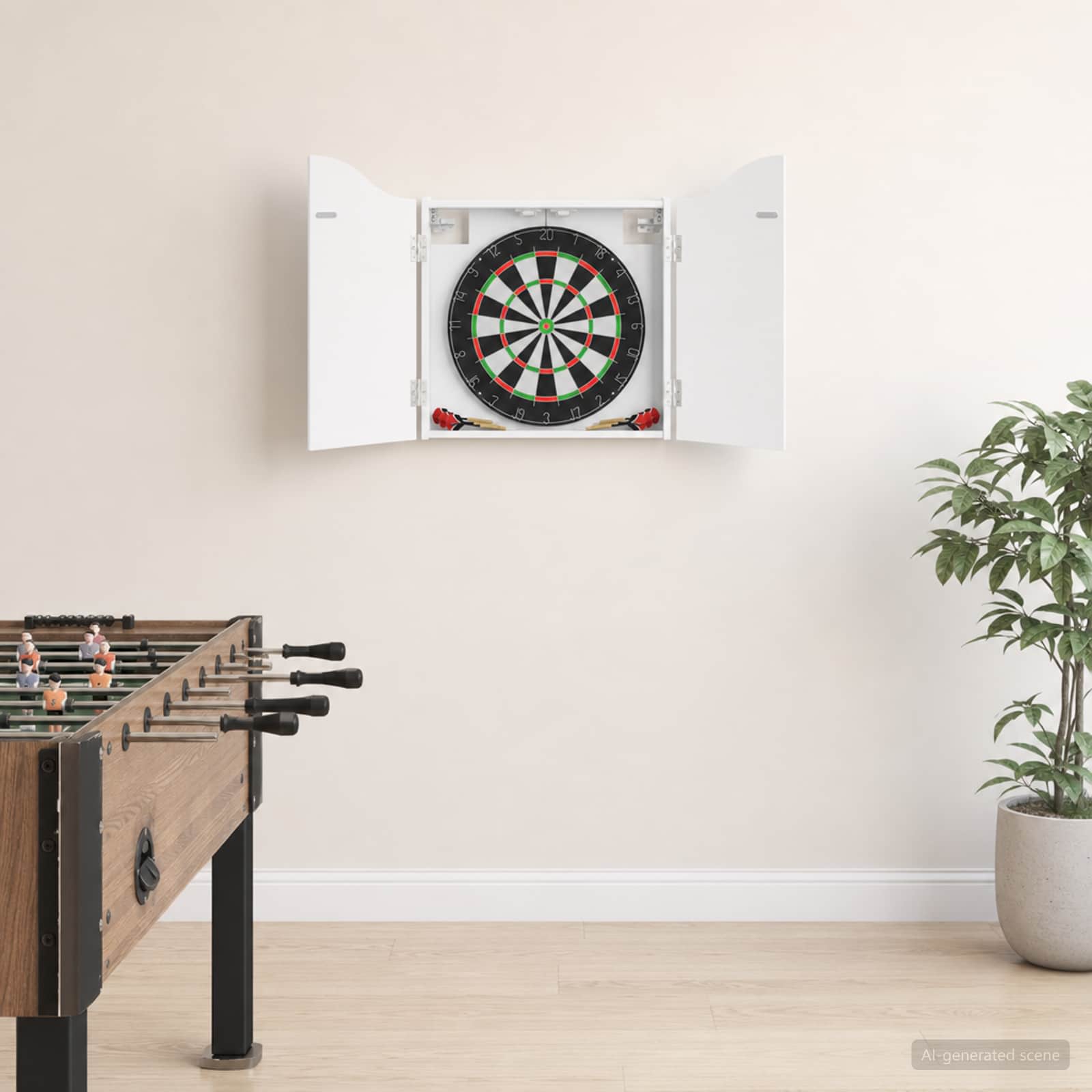 Dartboard Skab Hvid 56 x 12 x 63 cm Konstrueret træ billede