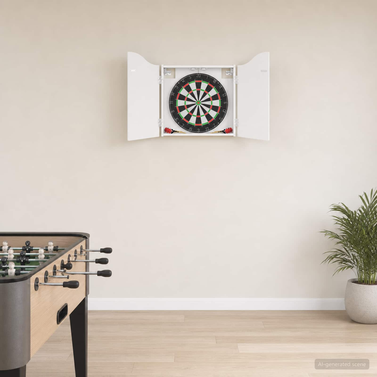 Dartboard Skab Hvid højglans 56 x 12 x 63 cm Konstrueret træ billede