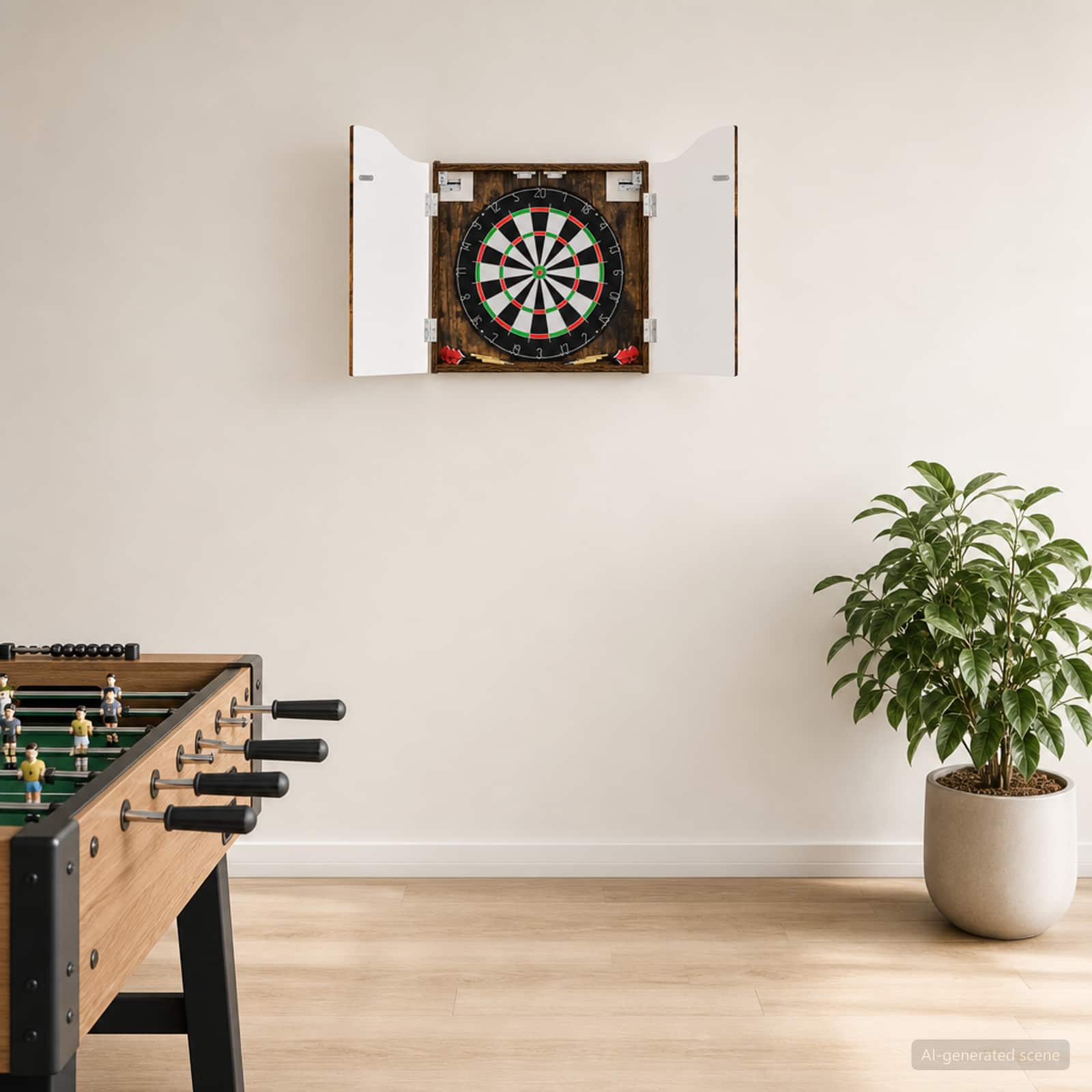 Dartboard Skab Røget eg 56 x 12 x 63 cm Konstrueret træ billede