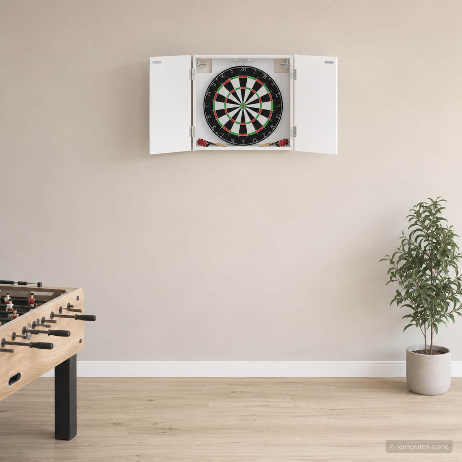 Dartboard Skab Hvid 56 x 12 x 53,5 cm Konstrueret træ billede