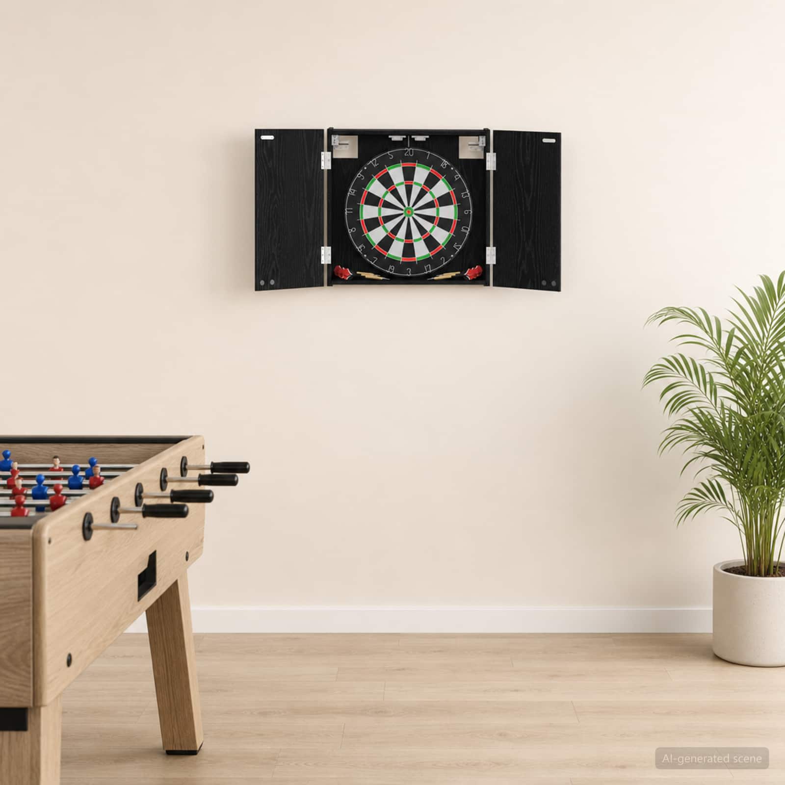 Dartboard Skab Sort eg 56 x 12 x 53,5 cm Konstrueret træ billede