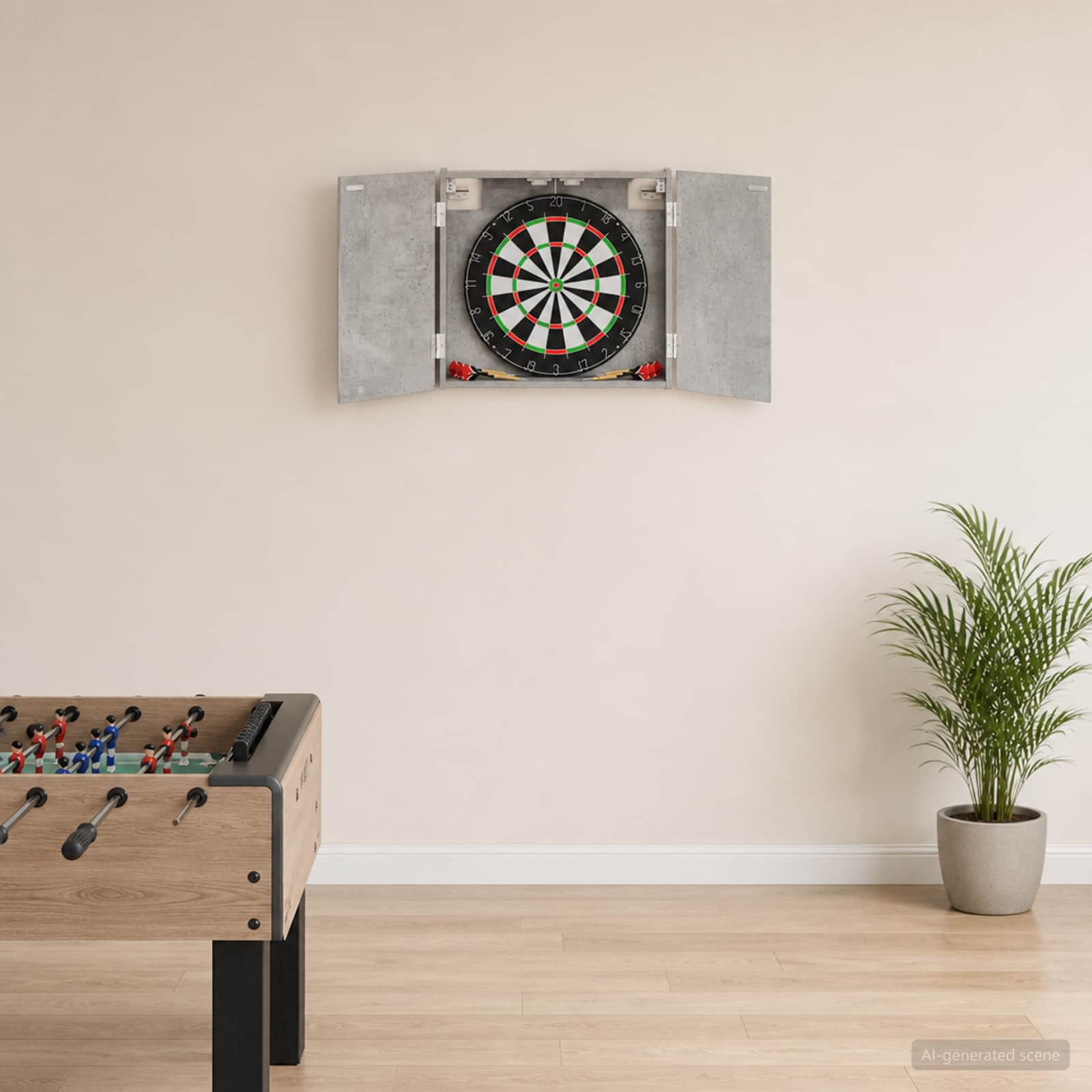 Dartboard Skab Betongrå 56 x 12 x 53,5 cm Konstrueret træ billede