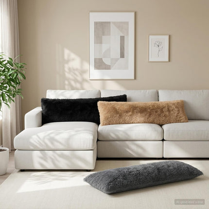 Pude med pude HEERLEN Gråbrun 40 x 145 cm PV Fleece