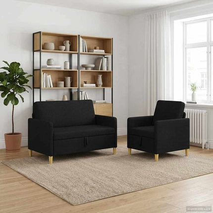 Sofa sæt med opbevaring 2 pcs Sort Polyester