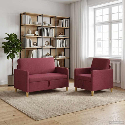 Sofa sæt med opbevaring 2 pcs Vinrød Polyester