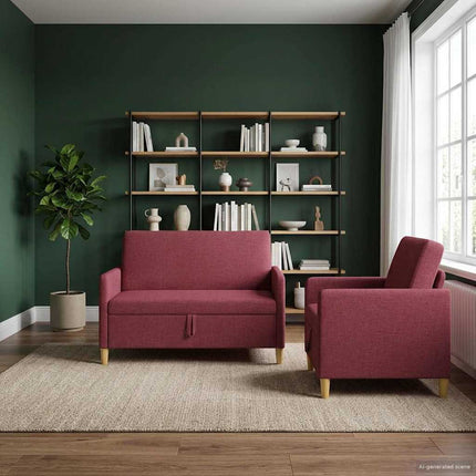 Sofa sæt med opbevaring 2 pcs Vinrød Polyester