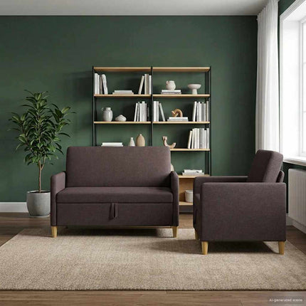 Sofa sæt med opbevaring 2 pcs Mørk Brun Polyester