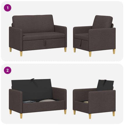 Sofa sæt med opbevaring 2 pcs Mørk Brun Polyester