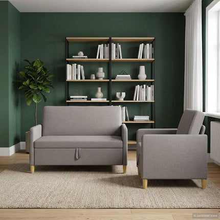 Sofa sæt med opbevaring 2 pcs Gråbrun Polyester