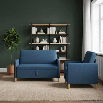 Sofa sæt med opbevaring 2 pcs Blå Polyester