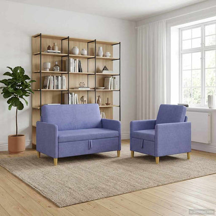 Sofa sæt med opbevaring 2 pcs Jeans blå Polyester