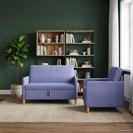 Sofa sæt med opbevaring 2 pcs Jeans blå Polyester