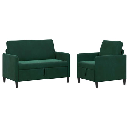 Sofa sæt med opbevaring 2 stk. Mørkegrøn Polyester