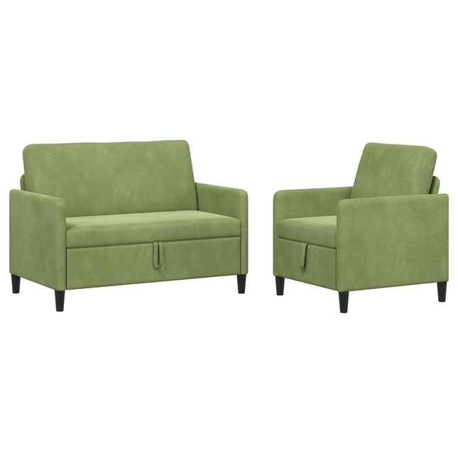 Sofa sæt med opbevaring 2 stk. Lys grøn Polyester