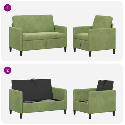 Sofa sæt med opbevaring 2 stk. Lys grøn Polyester