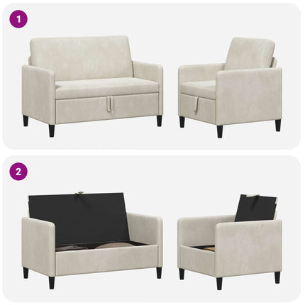 Sofa sæt med opbevaring 2 stk. Cremefarvet Polyester