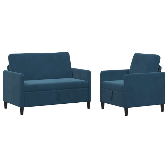 Sofa sæt med opbevaring 2 stk. Blå Polyester