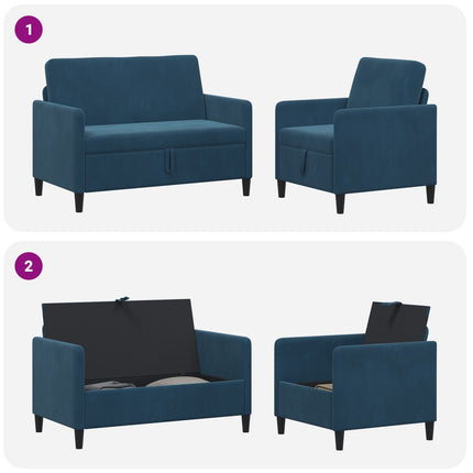 Sofa sæt med opbevaring 2 stk. Blå Polyester