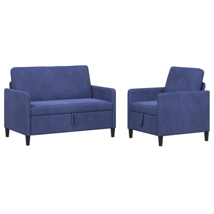 Sofa sæt med opbevaring 2 stk. Politi blå Polyester