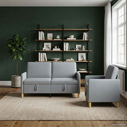 Sofa sæt med opbevaring 2 stk. Lysegrå Polyester