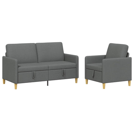Sofa sæt med opbevaring 2 stk. Mørkegrå Polyester