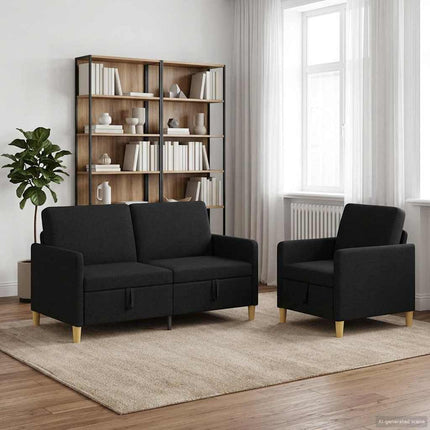 Sofa sæt med opbevaring 2 pcs Sort Polyester