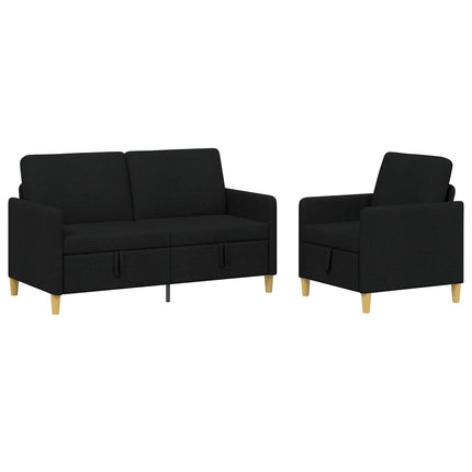 Sofa sæt med opbevaring 2 pcs Sort Polyester