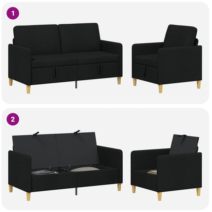 Sofa sæt med opbevaring 2 pcs Sort Polyester