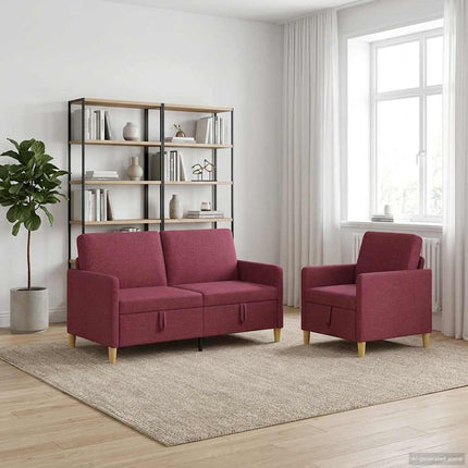 Sofa sæt med opbevaring 2 pcs Vinrød Polyester